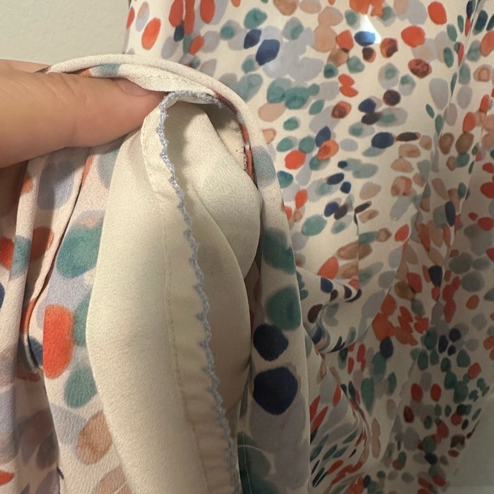 Anthropologie Maeve Flutter Sleeve High Low Dress Watercolor Dot Size‎ Small - Picture 12 of 13